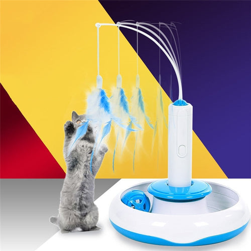 Imixlot Pet Toys Electric Rotary Feather Interactive Play without Dish Cat Funny Feather Toys Pet Supplies (Only Feather)