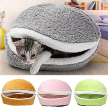 Load image into Gallery viewer, Removable Cat Sleeping Bag Sofas Mat Hamburger Dog House Short Plush Small Pet Bed Warm Puppy Kennel Nest Cushion Pet Products